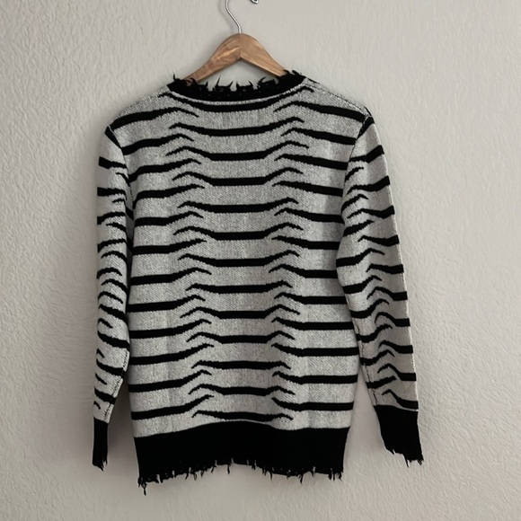 Sandrine rose / free people zebra long sleeve black white sweater - Picture 5 of 5